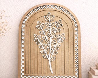 Eucalyptus Wooden Arch Wall Decor, Botanical Wood Wall Art, Farmhouse Wall Decor, Neutral Home Decor