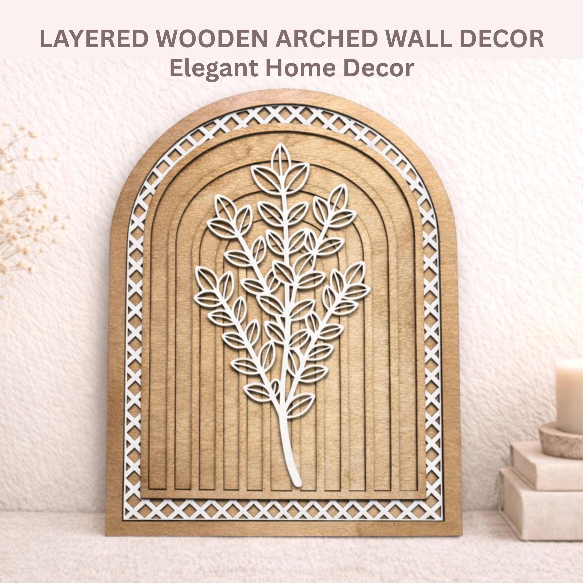 Eucalyptus Wooden Arch Wall Decor, Botanical Wood Wall Art, Farmhouse