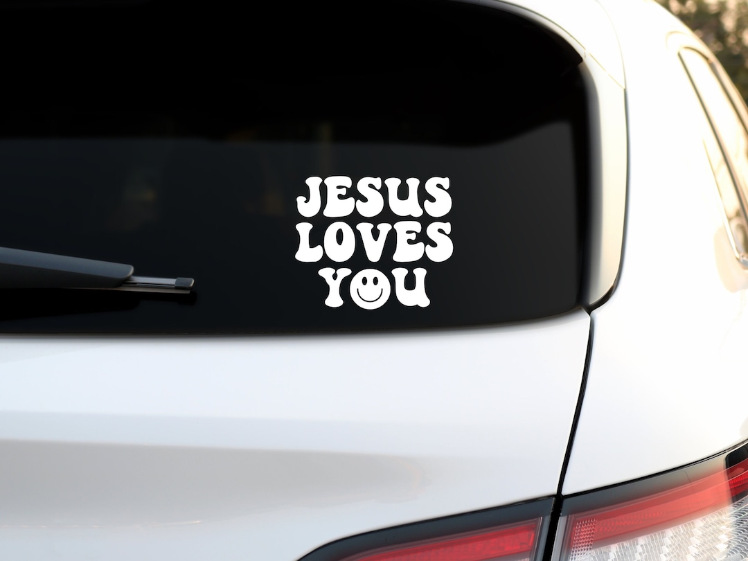 Jesus Loves You Decal, Christian Car Sticker, Religious Gift, Religious