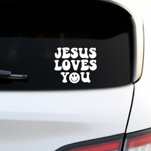 Jesus Loves You Decal, Christian Car Sticker, Religious Gift, Religious Car Accessories, Christian Decal, Positive Affirmations, Car Window