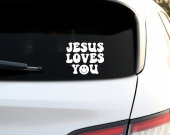 Jesus Loves You Decal, Christian Car Sticker, Religious Gift, Religious Car Accessories, Christian Decal, Positive Affirmations, Car Window