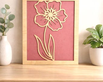 Wooden Flower Wall Art: Laser Cut Boho Decor (8x10)