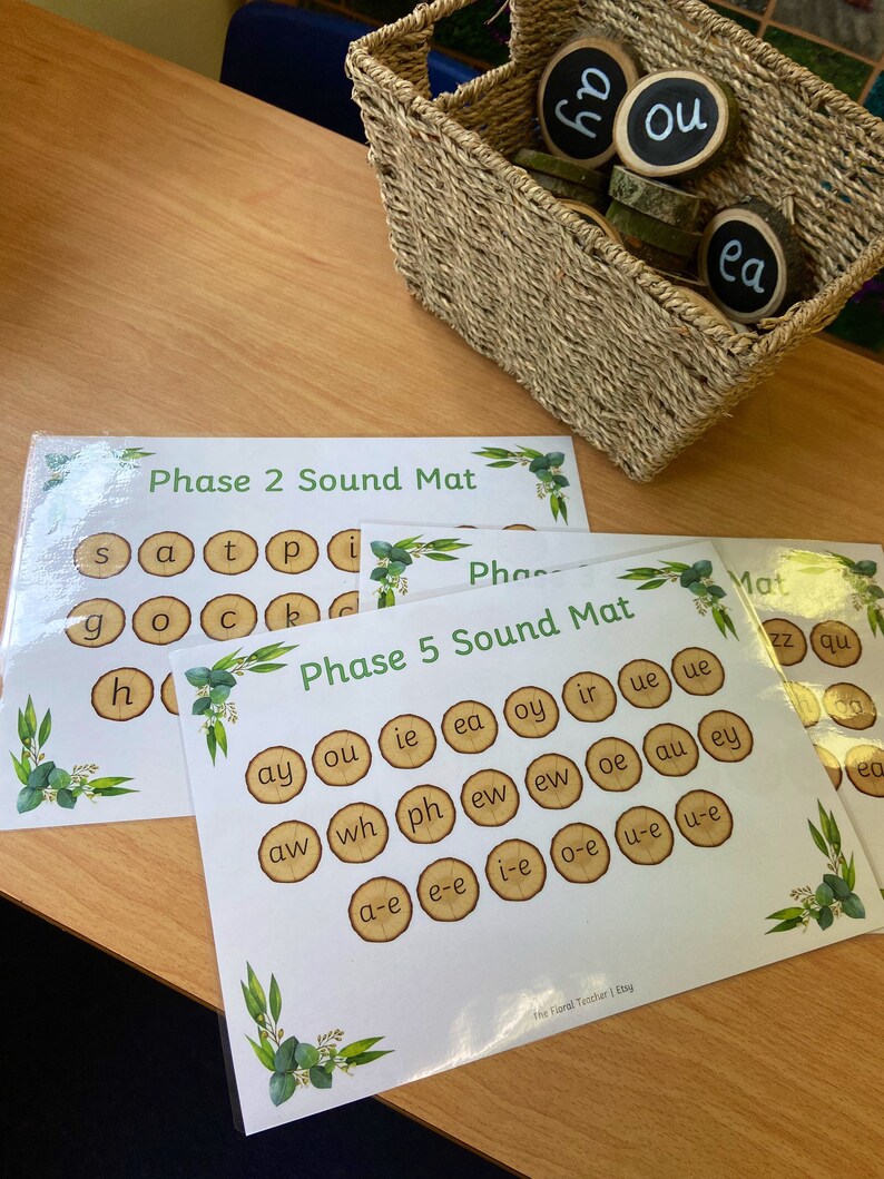 Natural Phonics Mats for Natural Classrooms ~ Phases 2, 3 and 5. Natural Classroom Resources ~ Log Slice Resources ~ Nature themed image 3