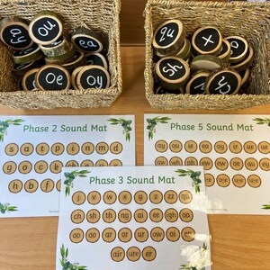 Natural Phonics Mats for Natural Classrooms ~ Phases 2, 3 and 5. Natural Classroom Resources ~ Log Slice Resources ~ Nature themed image 4