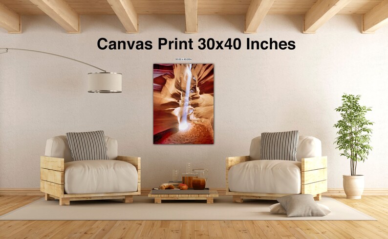 Light Beam One Photography Canvas Wall Decor Slot Canyon Wall Art Arizona Southwest Antelope Canyon Upper Antelope , F Newman Photography Canvas Print 30x40 inches