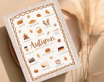 Fall Family Bucket List Printable: Autumn Activities Checklist (Digital Download
