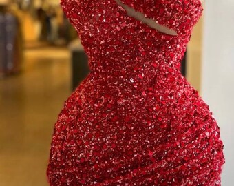 Red Sequin Dress - Etsy