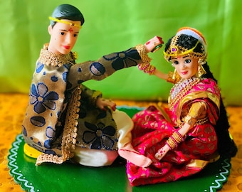Muhurtham thema poppen/Jelakarra bellam thema pop set/Indiase bruiloft poppen set/Indiase huwelijk poppen
