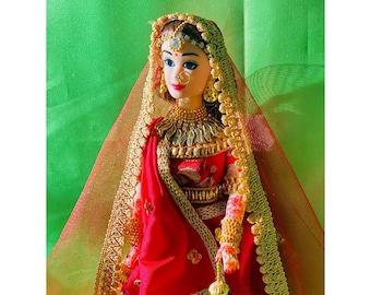Noord-Indiase bruidpop/ Indiase bruiloftspoppen/ Lehanga-poppen/ Bollywood-poppen
