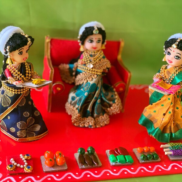 Seemantham doll set/ baby shower dolls/ South indian baby shower doll/ valaikapu dolls/valaikappu doll set/seemantham dolls USA/Indian dolls