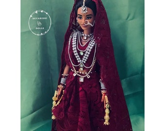 Bruidspop geïnspireerd door Priyanka Chopra bruiloft/Indiase bruidspop/Noord-Infian pop/pop in lehanga