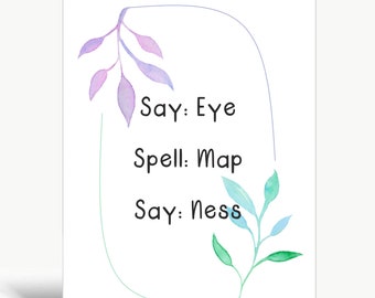 Say [Eye], spell [Map], say [Ness] / Greeting card / Sorry card