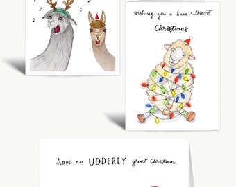 Christmas card set with animals / Christmas Card