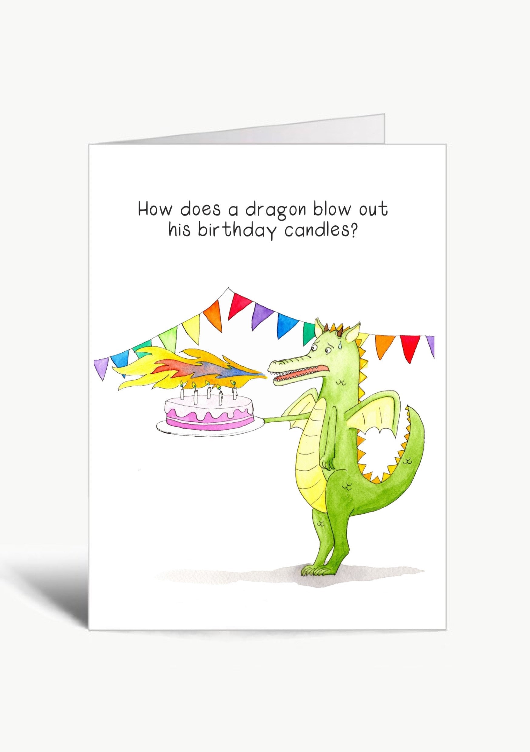 How Does a Dragon Blow Out His Birthday Candles / Birthday Card Etsy