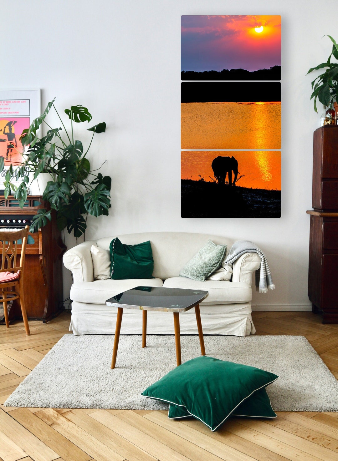 Elephant Silhouetted by Sunset Canvas Print South African