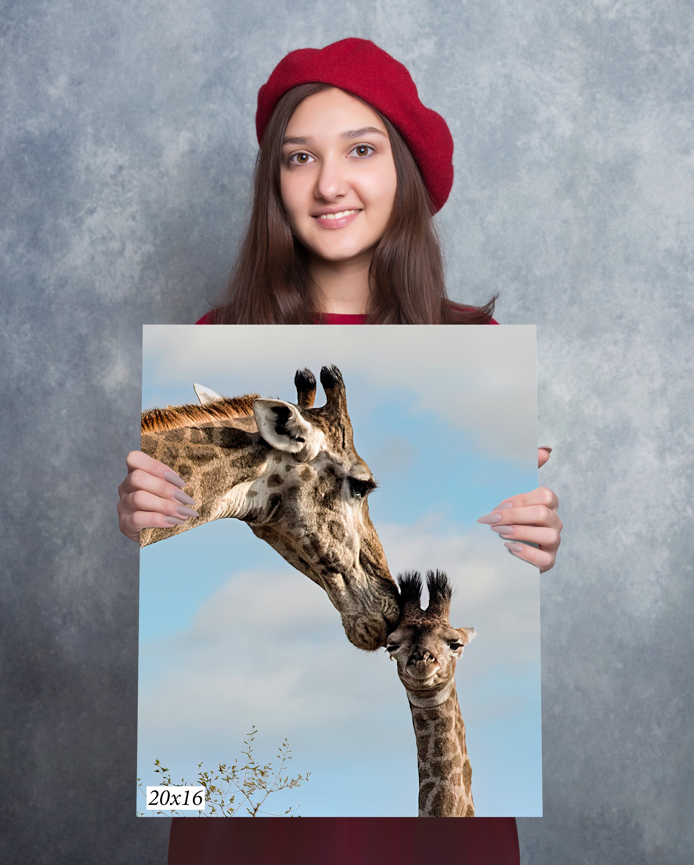 South Africa Mother and Child Giraffes close up Wall Art, Gift, Gift For Her