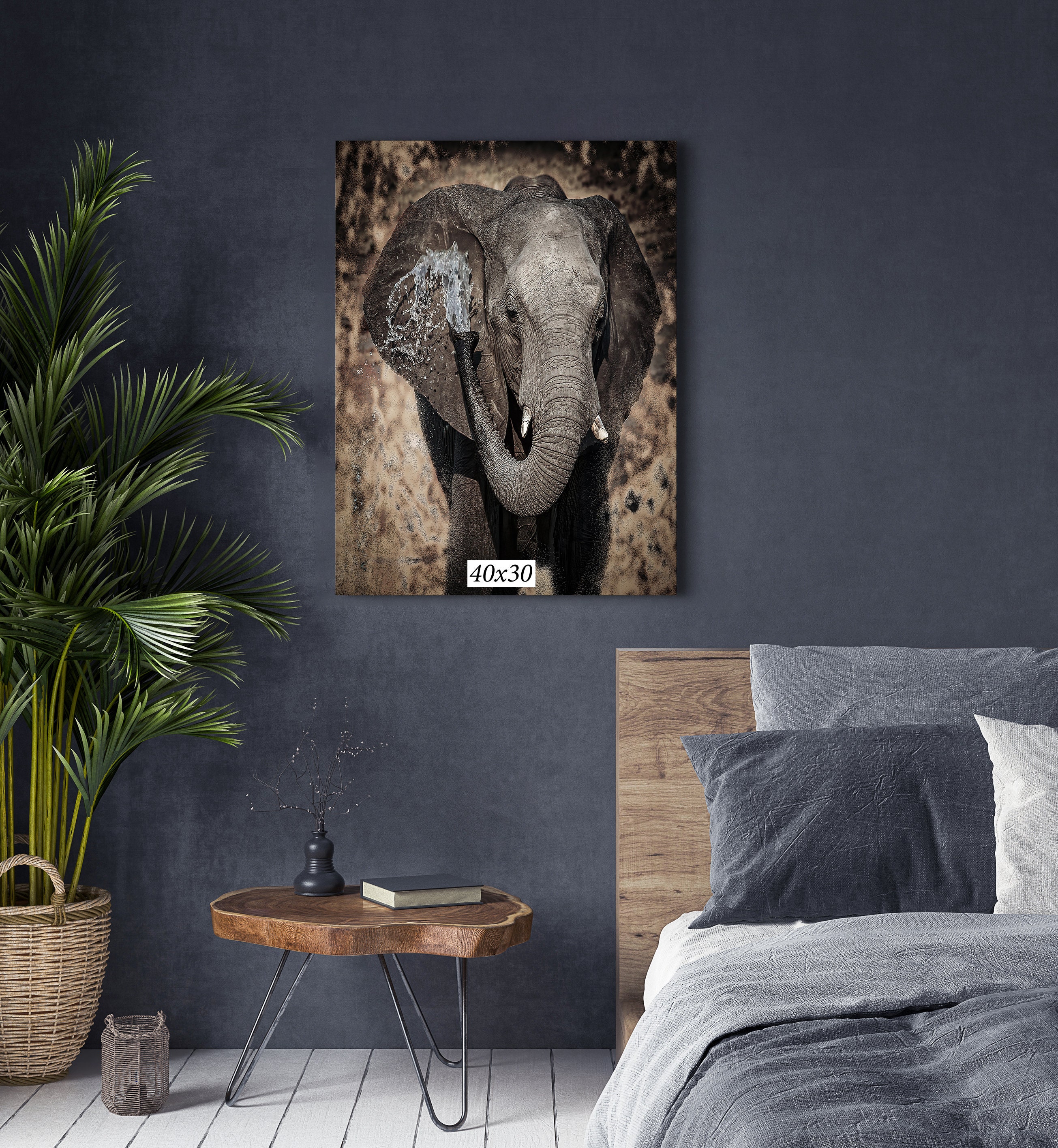 Wall Hanging Canvas Photo Print in Art Blend Style of a S. Africa Elephant
