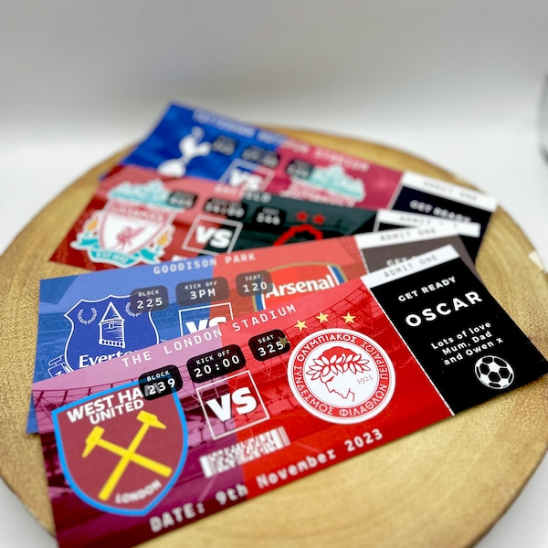 PERSONALISED Football Man U Design Your Own Ticket Sports Special Present Gift Voucher Gift Ticket Game Pass Memorabilia Souvenir ticket