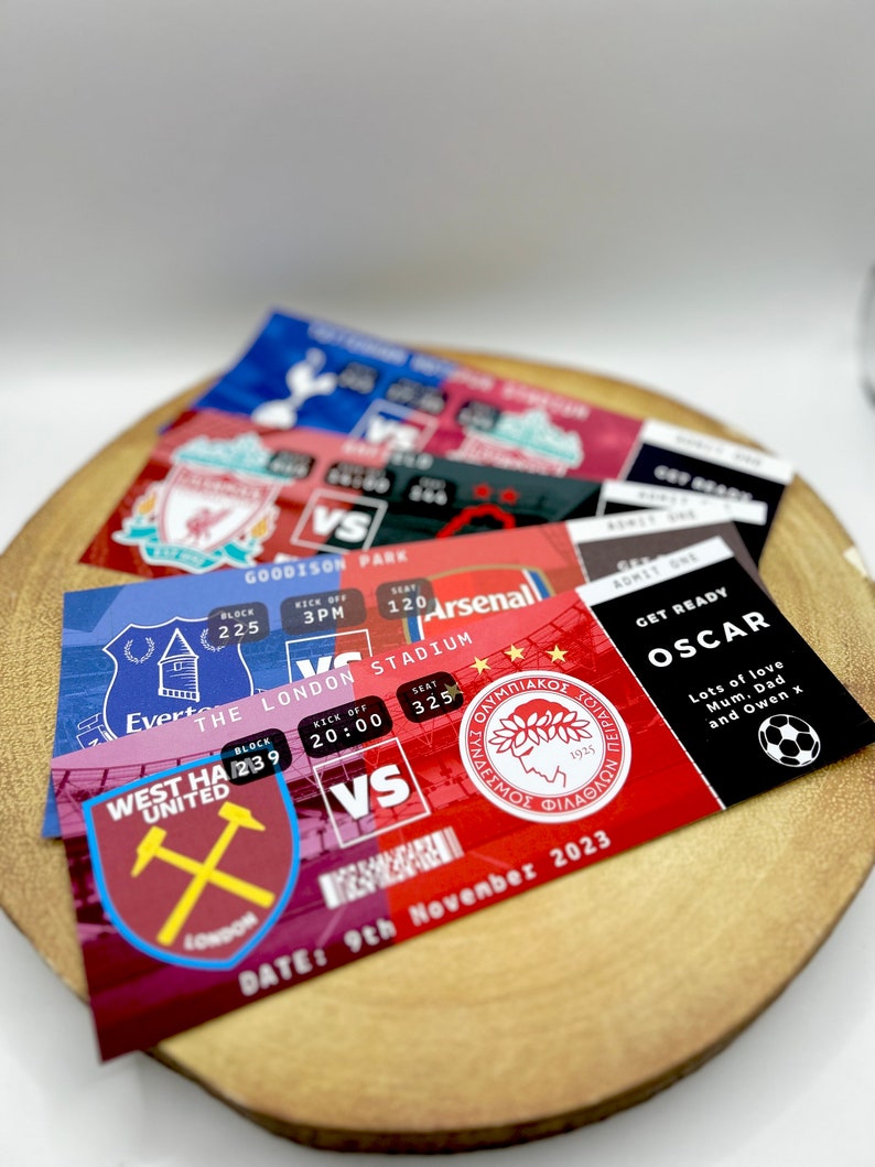 PERSONALISED Football Man U Design Your Own Ticket Sports Special Present Gift Voucher Gift Ticket Game Pass Memorabilia Souvenir ticket image 1