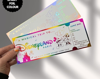Disneyland Paris Resort Foil Surprise Reveal Gift Ticket | Walt Disney Special Christmas Gift Voucher | Memorabilia Souvenir Ticket