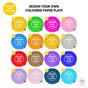 X10 DESIGN YOUR OWN Personalised Colour Paper Plates, Disposable Plates Party Tableware Decorations Birthday Wedding Anniversary Occasions
