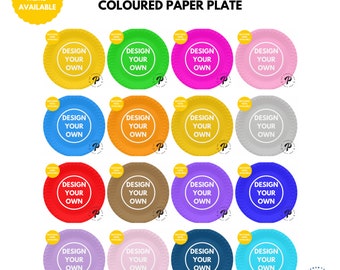 DESIGN YOUR OWN Personalised Colour Paper Plates, Disposable Plates Party Tableware Party Decorations Birthday Wedding Anniversary Occasions