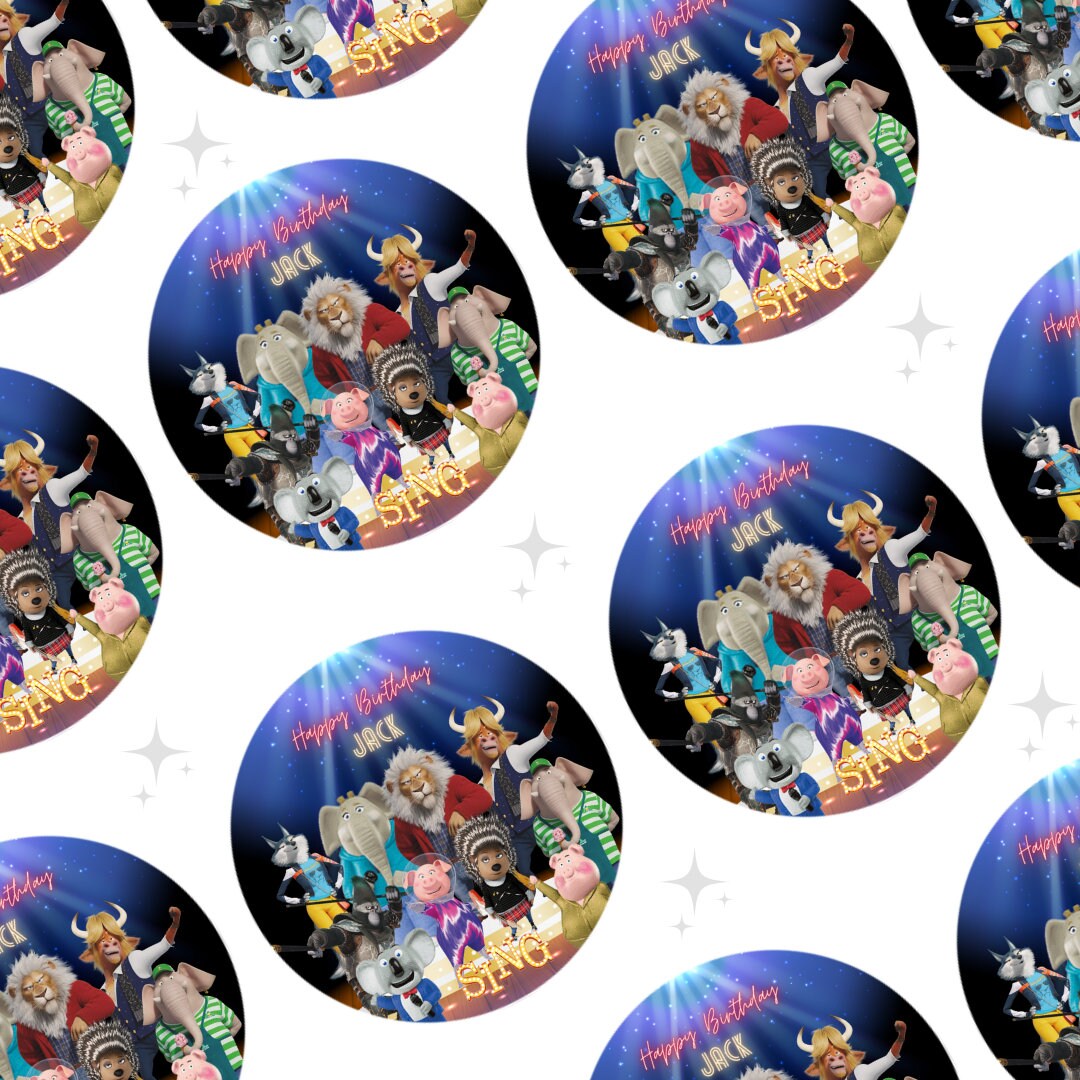 Sing Sticker Printable PERSONALISED Sing Inspired Birthday Stickers Birthday Circle - Etsy UK