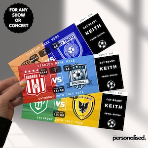 PERSONALISIERTE Überraschung Fußballspiel Karte | Besonderer Geschenkgutschein | Jede Sport Spiel Karte | Sportliches Spiel | Erinnerungsstücke Souvenir