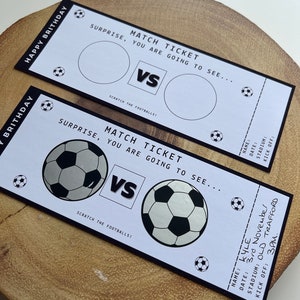 Biglietto gratta e vinci personalizzato fai da te per il pallone da calcio / Buono a sorpresa / Regalo per il pallone da calcio / Partita di calcio / Biglietto per la partita