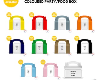 DESIGN YOUR OWN Personalised Colour Party/Food Box, Disposable Party Box Tableware Party Decorations Birthday Wedding Anniversary Occasions