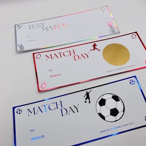 DIY personalisierte Sport Scratch Reveal Ticket | Überraschungsgutschein | rugby geschenk | Fußball Spiel | Spielkarte | Cricket Test Match