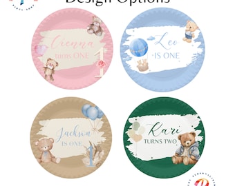 10 PERSONALISED Teddy Bear Picnic Party Stationery Disposable Plate Cup Placemat Chip Bag Bottle Wrap Stickers Cute Birthday Baby Event