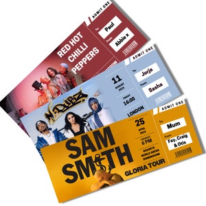 Personalised Concert Ticket Event Ticket Surprise Voucher Souvenir Ticket Musician Ticket Singer Ticket World Tour Ticket Gift image 3