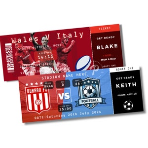 Entrada sorpresa personalizada para un partido de fútbol, regalo especial, vale regalo, regalo de Navidad, pase para juegos deportivos, recuerdos de Manchester