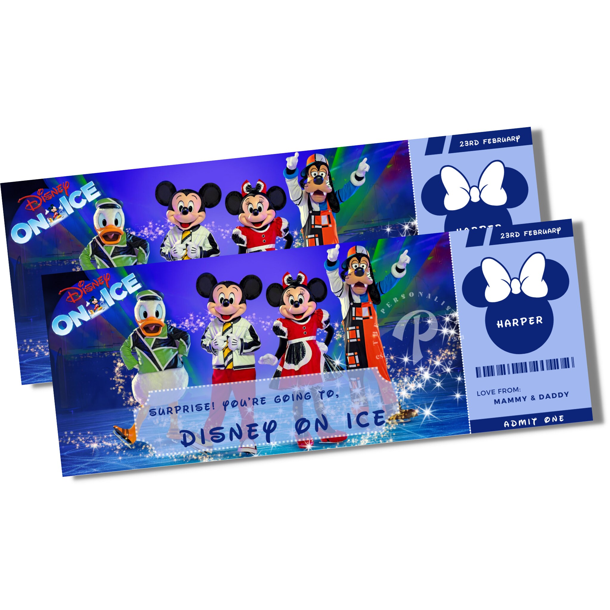 PERSONALISED Disney On Ice Keepsake Surprise Ticket Special Present Gift Voucher Christmas Gift Ticket