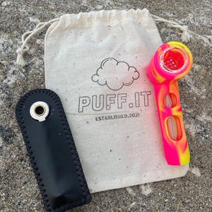 Silicone Smokeing Pipes- With Glass Bowl.Silicone Smoke Pipe.Silicone Pipes/Pipes Silicon Pipe Gift Set. Pipe Cleaner,Travel Pouch Included