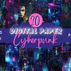 Cyberpunk Digital Papers and Clipart COMMERICAL USE instant download scrapbook paper technology seamless digital paper