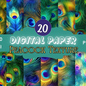 Colorful Peacock Digital Papers COMMERICAL USE seamless digital paper instant download scrapbook paper junk journal seamless digital paper