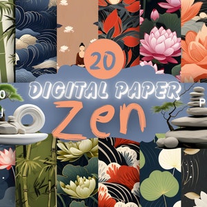 Zen Digital Papers USO COMMERCIALE download immediato scrapbook carta meditazione carta digitale senza soluzione di continuità di alta qualità