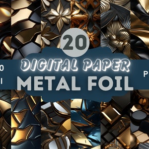 Metal Foil seamless Digital Paper patterns COMMERCIAL USE instant download metal journal paper metal scrapbooking paper metal patterns