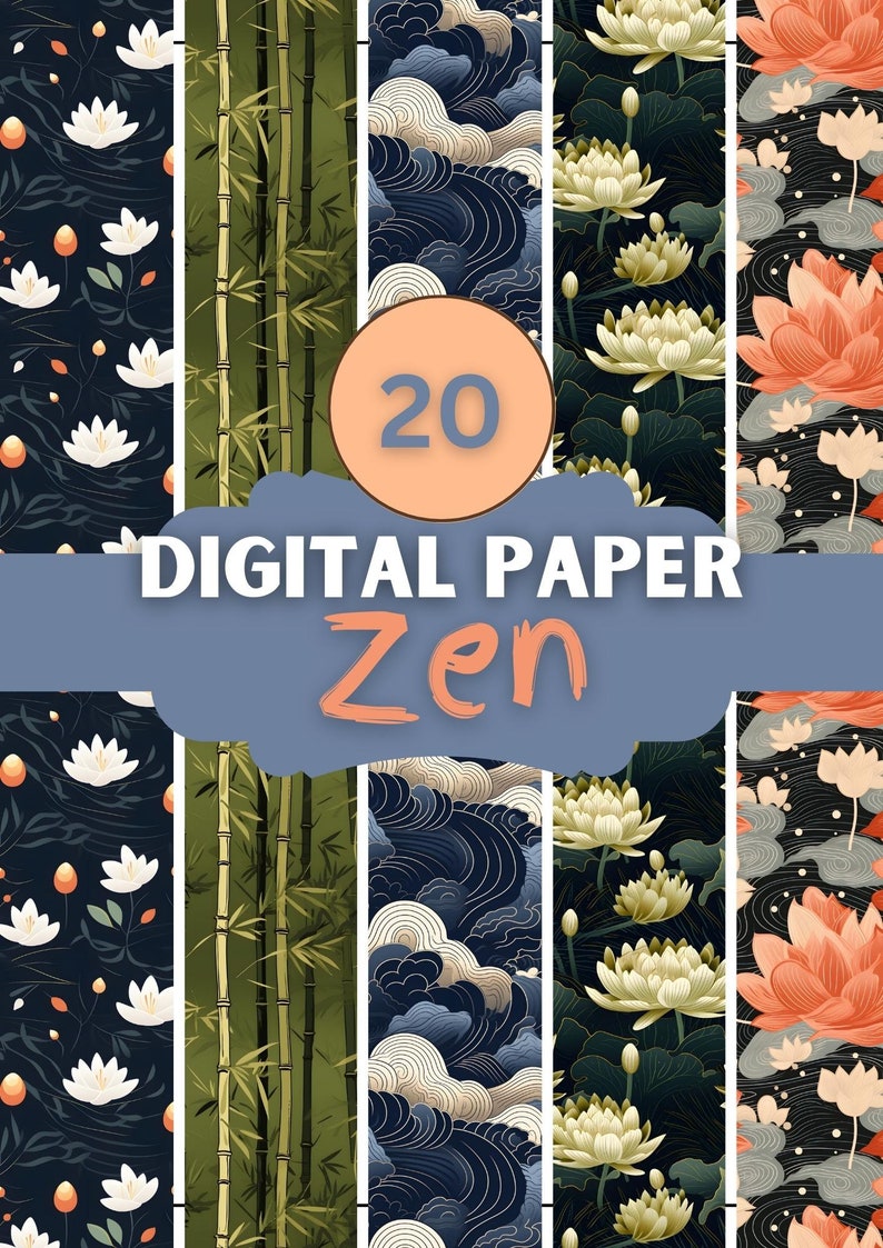 Zen Digital Papers COMMERICAL USE Instant Download Scrapbook Paper ...