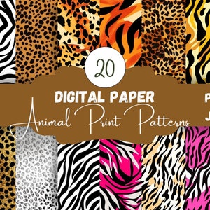 Animal Print Patterns SEAMLESS DIGITAL PAPERS set Digital Patterns Scrapbook Paper Patterns Seamless Digital Paper card stationary