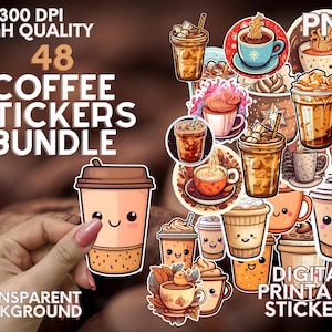 Coffee Sticker Bundle COMMERCIAL USE instant download printable journal stickers scrapbooking stickers high-quality digital stickers