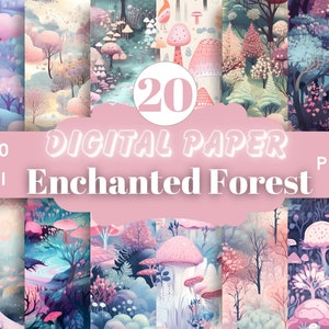 Enchanted Forest Digital Papers COMMERICAL USE instant download scrapbook paper fantasy forest seamless digital paper high quality