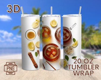 3D Sweet Tea 20oz Tumbler Sublimation Wrap COMMERCIAL USE instant download summer southern sweet tea gift AI generated unique gift