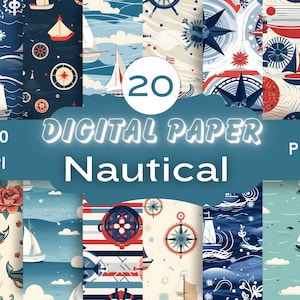 Nautische nahtlose Muster Digital Papier KOMMERZIELLE NUTZUNG sofortiger Download nautisches Journalpapier nautisches Muster Scrapbookingpapier