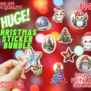 Huge Christmas Digital Stickers bundle printable instant download COMMERCIAL USE holiday stickers journal stickers scrapbooking stickers