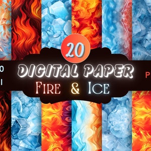 Fire and Ice Seamless Digital Paper COMMERCIAL USE scrapbook paper scrapbooking paper digital patterns fire patterns ice patterns