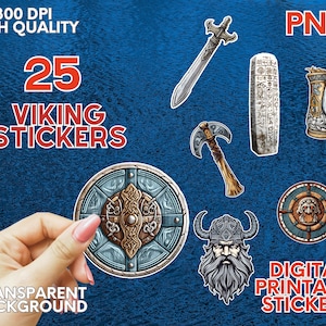 Viking Digital Stickers printable instant download COMMERCIAL USE Viking stickers journal stickers scrapbooking stickers Norse Planner