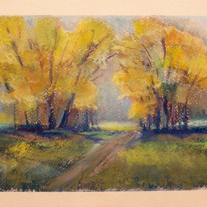 Pastellkreidebild DIN A4 30 x 21 cm: Herbstbäume, Soft pastels painting Autumn trees, Tableau pastel Arbres en Automne Bild 1